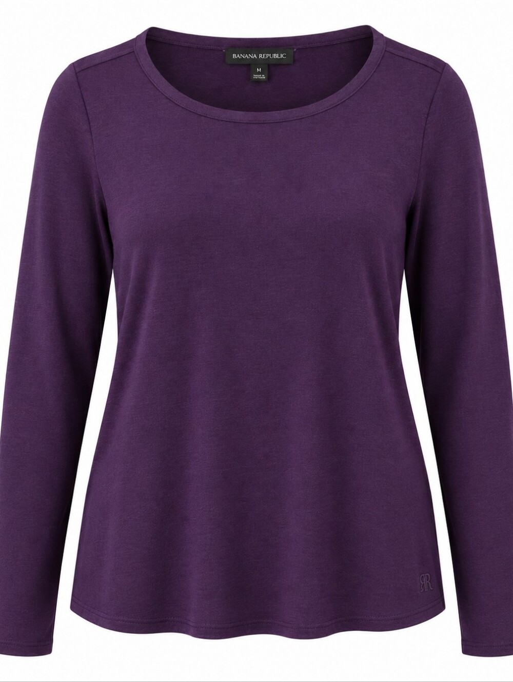 BANANA REPUBLIC | Deep Purple Scoop Neck Stretch Long Sleeve Essential Top | M